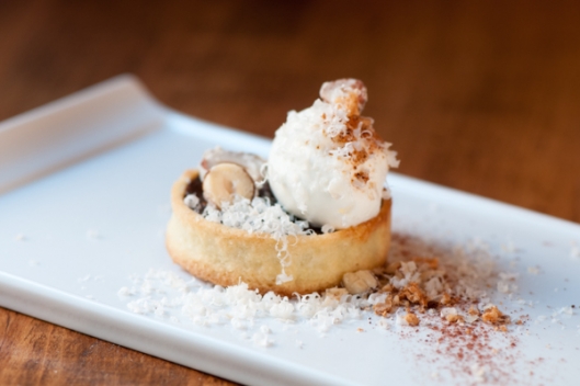 Chocolate Crostata, Hazelnuts, Sea Salt, and Vincotto