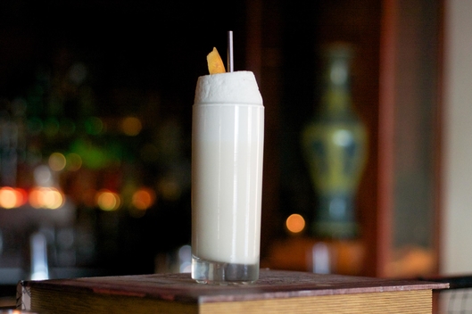 Ran Duan of Baldwin Bar: Ramona Rum Fizz: Spiced Rum, Grapefruit, Lemon, Tiki Bitters, Egg White, and Cream Ramona Rum Fizz: Spiced Rum, Grapefruit, Lemon, Tiki Bitters, Egg White, and Cre