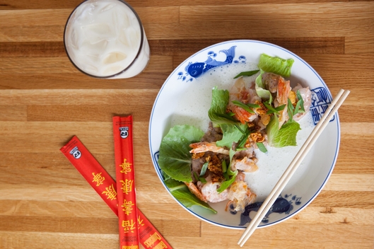 Irene Li, Margaret Li, Andy Li, and Max Hull of Mei Mei: Honey-Walnut Shrimp, Toasted Nuts, Honeycomb Candy, Crispy Shrimp Shells, Walnut Mayonnaise, and Honey Buttermilk Honey-Walnut Shrimp, Toasted Nuts, Honeycomb Candy, Crispy Shrimp Shells, Walnut