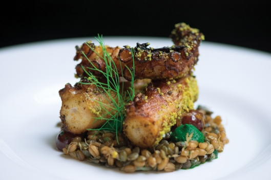 Matthew McGhee of RANGE: Octopus, Lentils, Wheat Berries, and Pistachio