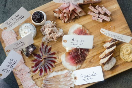 Mortadella, Duck Proscuitto, Pork Butter, and Noix de Jambon from Erika Nakamura and Amelia Posada of Lindy & Grundy Mortadella, Duck Proscuitto, Pork Butter, and Noix de Jambon