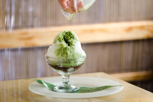 Green Tea Shaved Ice, Adzuki Beans, Vanilla Ice Cream, and Shiratama Mochi from Kei Hasegawa of Matsuhisa Green Tea Shaved Ice, Adzuki Beans, Vanilla Ice Cream, and Shiratama Mochi