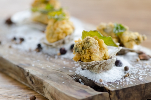 Fried Oysters and Padron Pepper Relish
