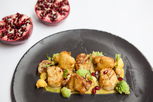 Travis Swikard of Boulud Sud: Hawaij-spiced Sea Scallops, Heirloom Cauliflower,