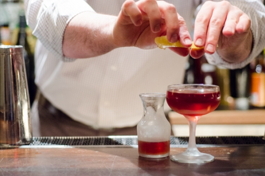 Lazy Maisie: Zwack, Crème de Cacao, Cinnamon, Lillet Rouge, Tea-infused Gin, Lem